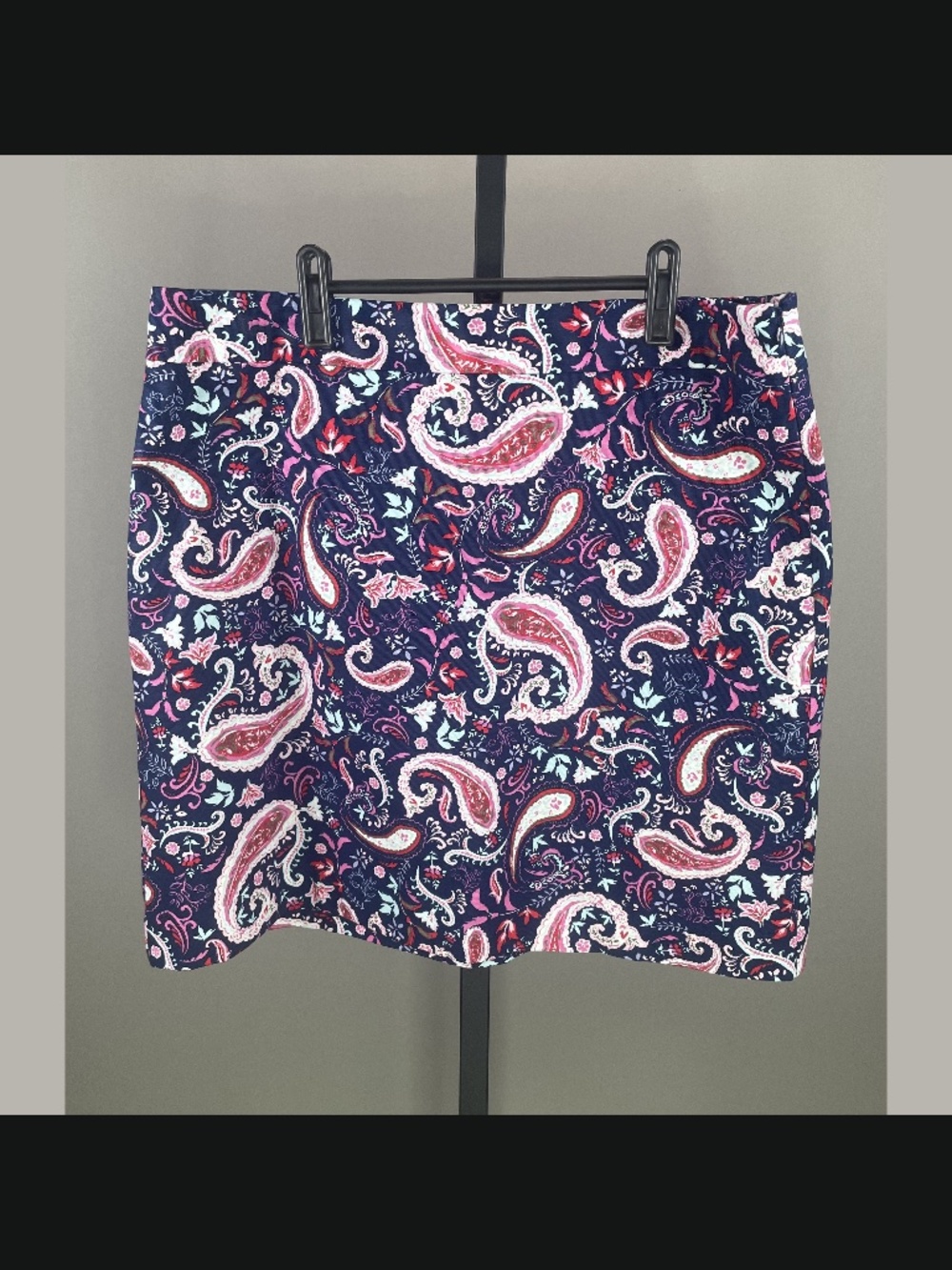 NEW Talbots Skirt Womens 14 blue pink paisley floral pencil a line classic